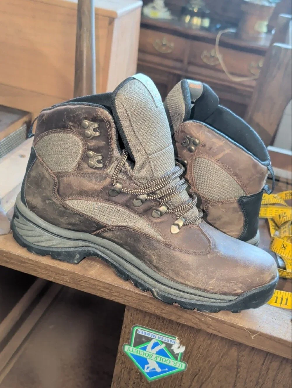 Men's Timberland Brown/Green Boots - Rugged Outdoor Work Shoe